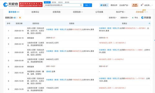 抖音旗下星羅拾光公司增資至187.8億元，深耕信息系統集成服務領域